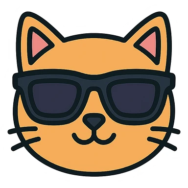 cat wearing sunglasses color icon sticker
