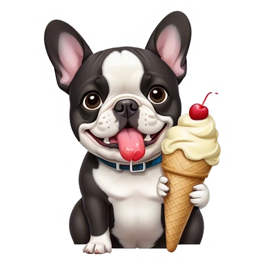  French bulldog eating ice cream sticker