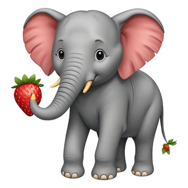 Elephant strawberry feeding birds sticker