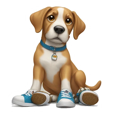Dog with shoes sticker