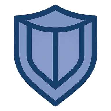 logo of a shield, modern and bold, simple geometric shapes, flat color, suitable for branding sticker