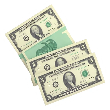 three dollar bills sticker
