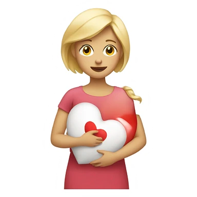 Blonde Mother holds her  big heart in her arm sticker