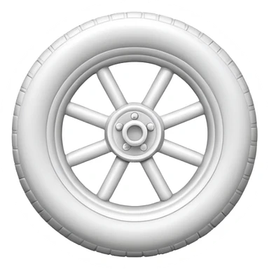 Isometric view of airplane landing gear in emoji style — one inflated, puffy wheel with a strut, soft 3D look, rounded shapes, clean and cartoon-like sticker