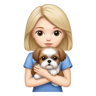 Woman holding her shih tzu sticker