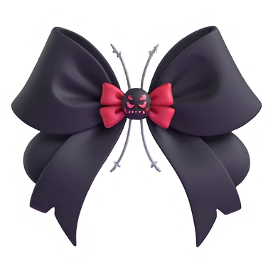 3D emoji gothic bow with black velvet, silver spider brooch, and dark red accents sticker