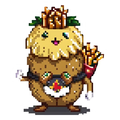 peanut riding a potato with fries sticker