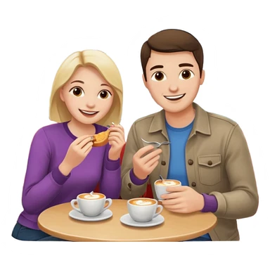 A woman and a man are eating in a cafe sticker