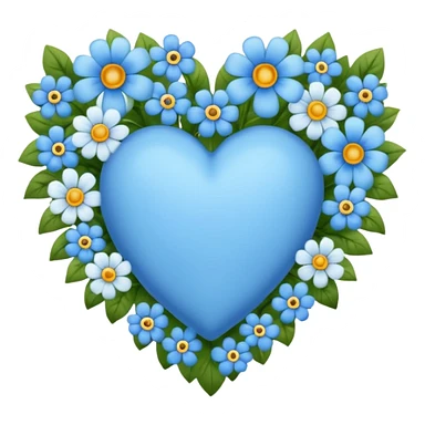 blue heart with flowers sticker