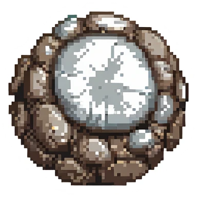 a round rough stone, pixel art style, simple shading sticker