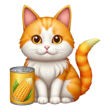 cat holding a can of corn sticker