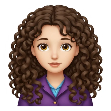 Long haired brunette girl with curly hair at the ends sticker