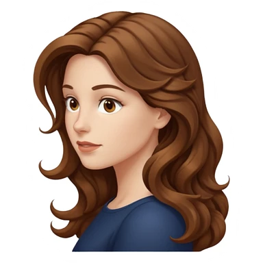 A white woman in profile with long, wavy brown hair sticker