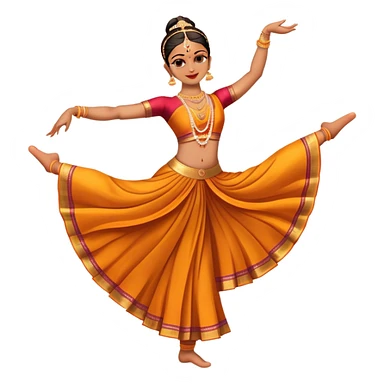 cinematic-realistic-bharatanatyam-dance-emoji,-depicted-as-an-elegant-classical-indian-dance-performance-with-graceful-poses,-intricate-costumes,-and-expressive-hand-gestures,-rendered-with-rich-textures-and-warm-dramatic-lighting, single dancer full body  sticker