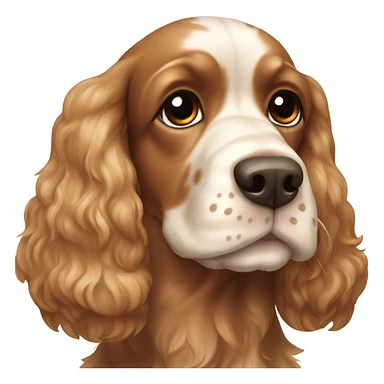 A cocker spaniel with brown ears and a brown face with little spots of white near its snout sticker