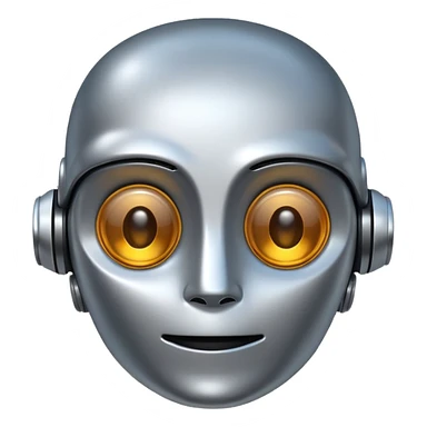 friendly robot face, simple, cheerful AI emoji sticker