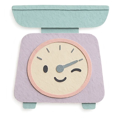 cute coffee scale winking, soft pastel colors, full body, hand-drawn paper craft style sticker