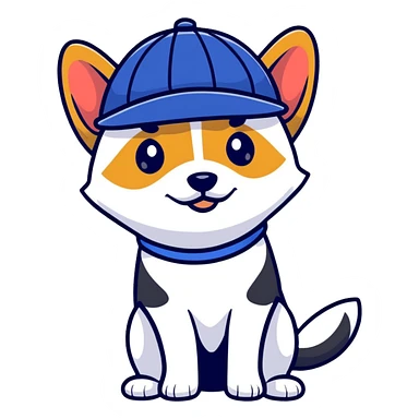 dog wearing a NAVI cap sticker