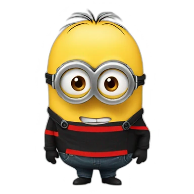 Minion with black cloth with three red stripes on his face sticker