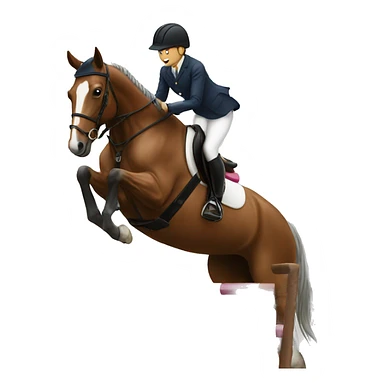 Showjumping horse with a human sticker
