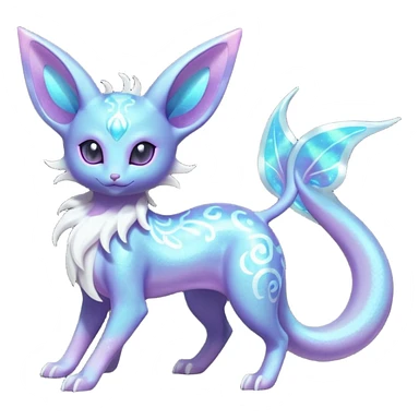 Shiny Sparkly Bioluminescent Glowing Espeon-Lumineon-Skitty-Amaura-Dragonair-Fakémon-hybrid-creature (full body)  sticker