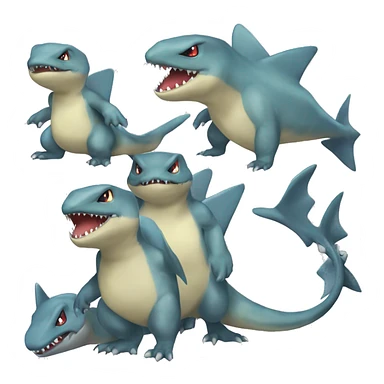Sharpedo-Charmeleon-Gible-Larvitar-Fakémon Full Body sticker