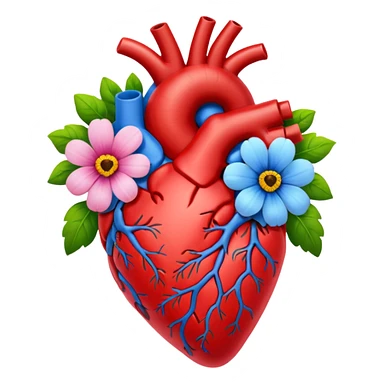 Anatomical hart with flowers sticker