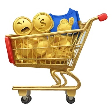 gold medal, inside it a shopping cart sticker
