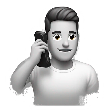 black and white image of a man hanging up a phone sticker