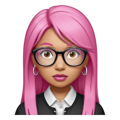 Rapper Nicki Minaj pink hair wear glasses sticker