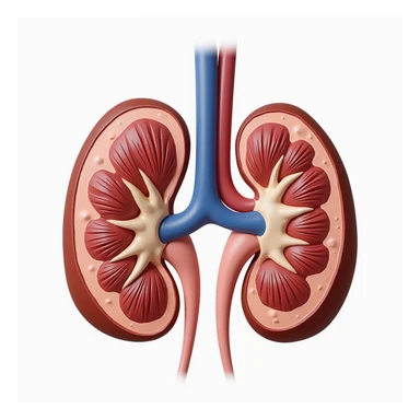 realistic kidneys, anatomical illustration, color sticker