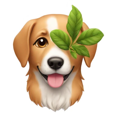 Dog with plant sticker