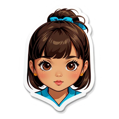 Asian tan girl with bangs sticker
