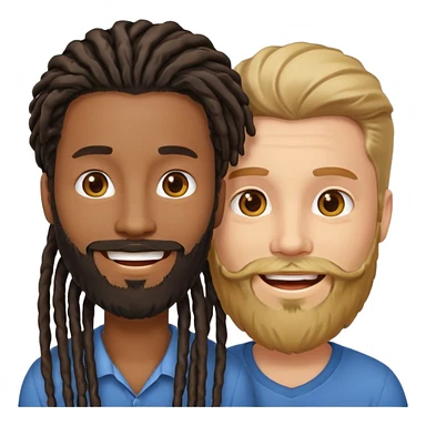 Couple emoji -WHITE with man with beard, BLACK FEMALEwith mid length locs sticker