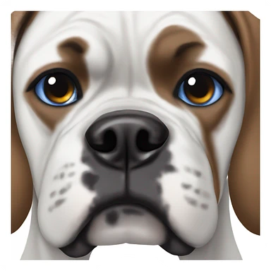 White boxer with one brown eye one blue eye sticker