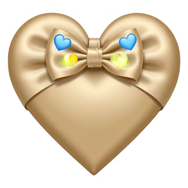 beige heart with beige satin bow sticker