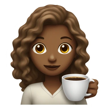 Girl with wavy hair holding a cup of coffee sticker