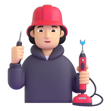 man with a soldering iron sticker