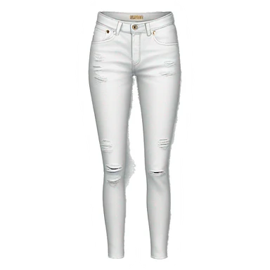Realistic isolated pair of white distressed fashion jean jegging pants. sticker