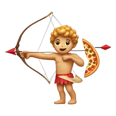 Cupid, who shoots pizza arrows with his bow sticker