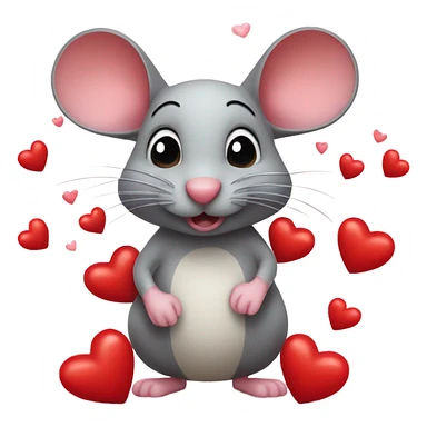 Mouse with hearts sticker