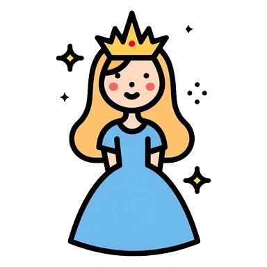 Glinda the Good Witch, blonde hair, blue dress, crown, and bubble sticker