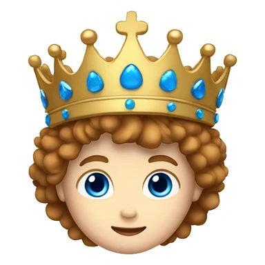 White boy with Brown flippy hair and blue eyes with crown on his head sticker