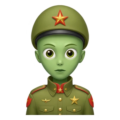 alien, wearing cccpp soldier custome, half body sticker