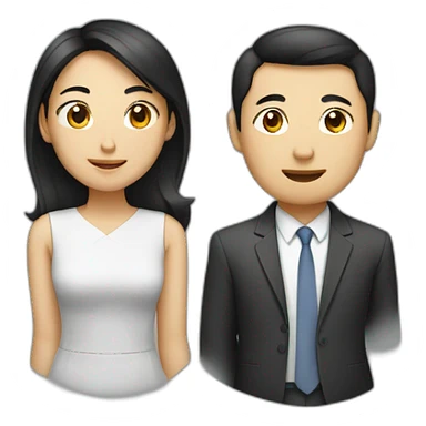 young asian male and female leader sticker