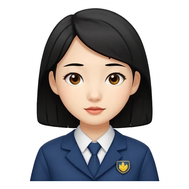 교복입은 검정 머리 동양인 단정한 여자 sticker