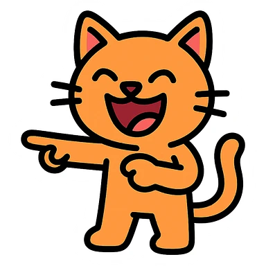cat pointing and laughing icon sticker
