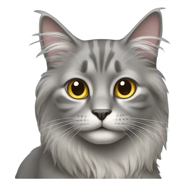 Grey long haired cat sticker