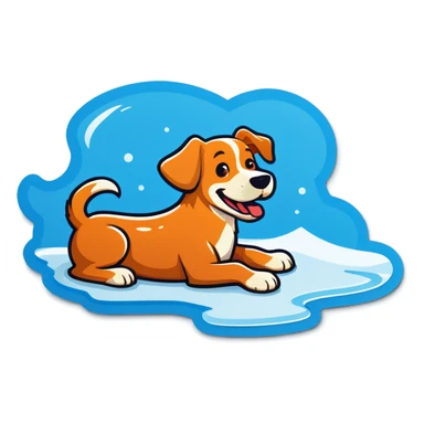 Dog on ice sticker