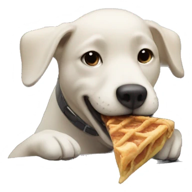 Dog eating a car sticker